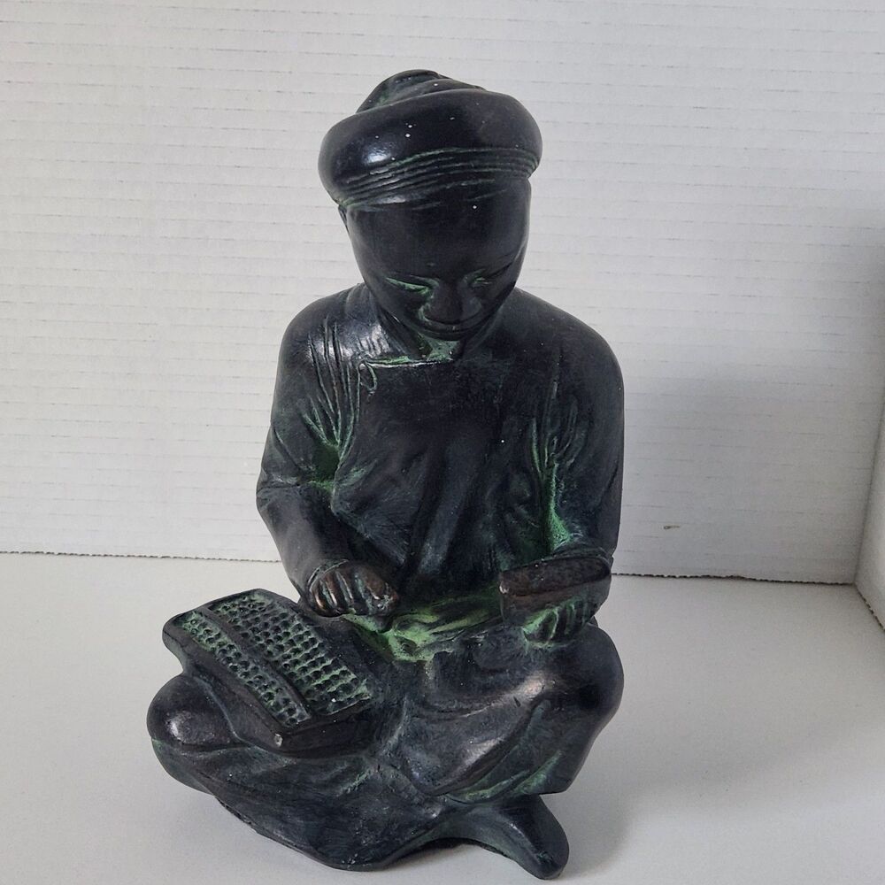 1961 Austin Productions Asian Mathematician Scholar Sculpture Vintage USA EUC
